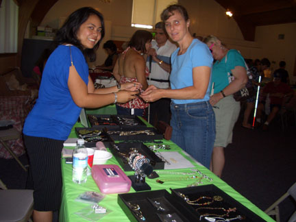 Cathy looks over the jewelry concessions
